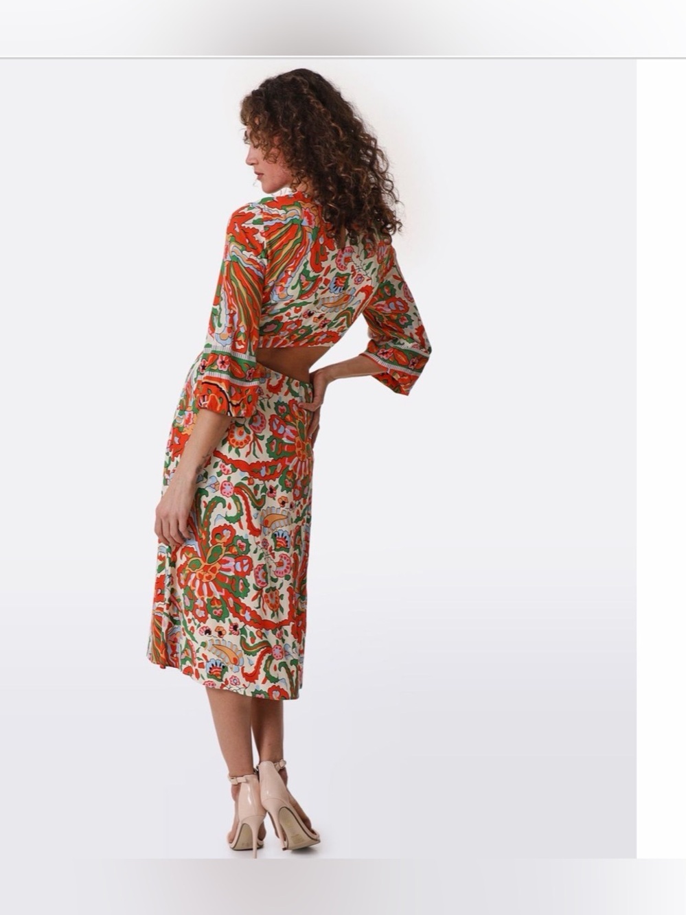 ba&sh Paris Monica Midi Dress Cutout Floral Paisley Ring Detail Size S - Picture 5 of 8